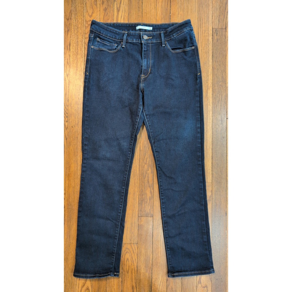 Levis Womens Mid Rise Skinny Jeans Dark Wash Blue Stretch Denim Size‎ 14